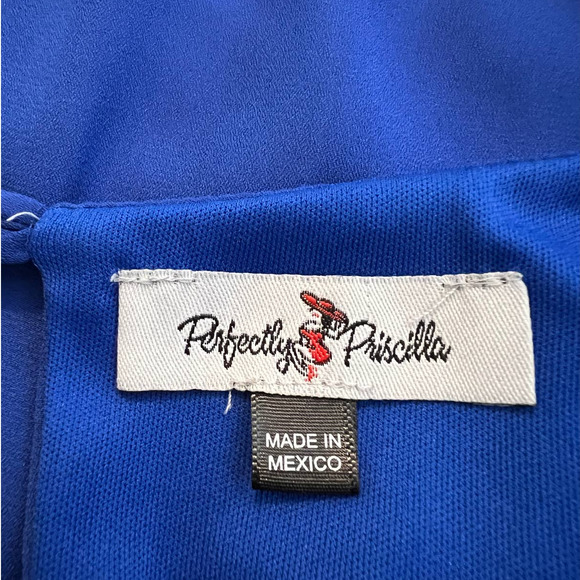 Perfectly Priscilla Shift Dress Size 2XL in Blue Roll Tab Sleeves - Picture 5 of 6